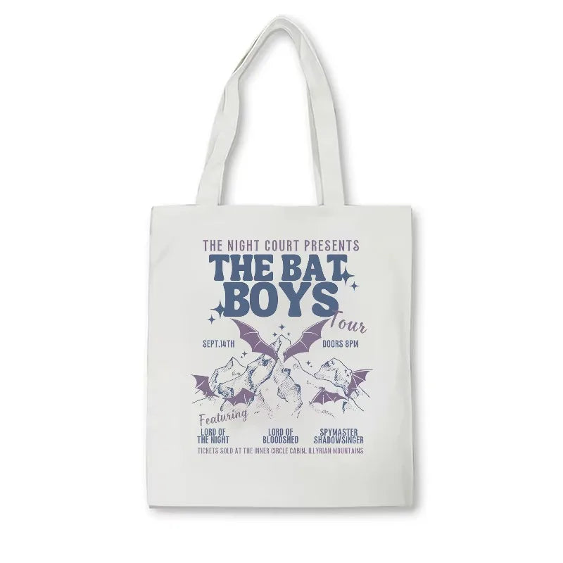 Retro ACOTAR canvas tote bag  Cassian Acotar Velaris Women's book portable tote bag Bat Boys shoulder bag Acotar Gifts SJM Merch