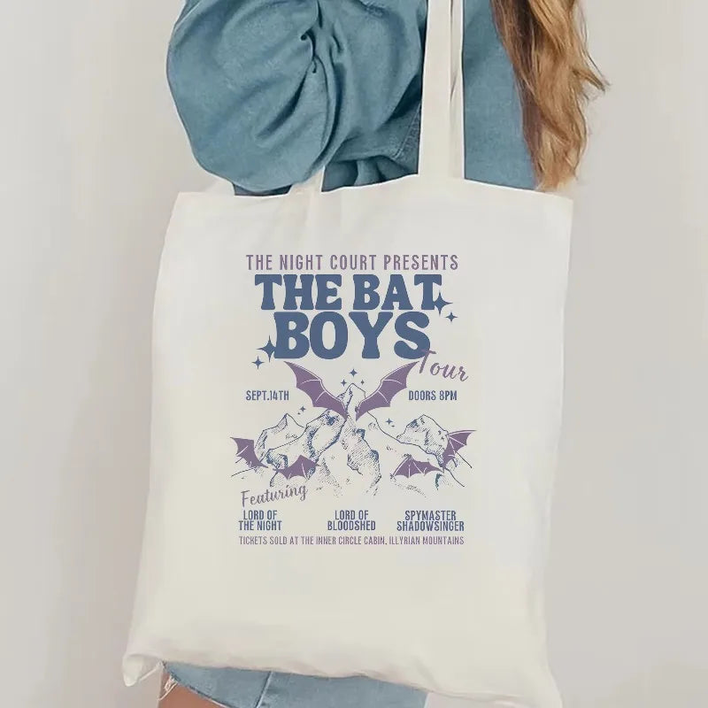 Retro ACOTAR canvas tote bag  Cassian Acotar Velaris Women's book portable tote bag Bat Boys shoulder bag Acotar Gifts SJM Merch