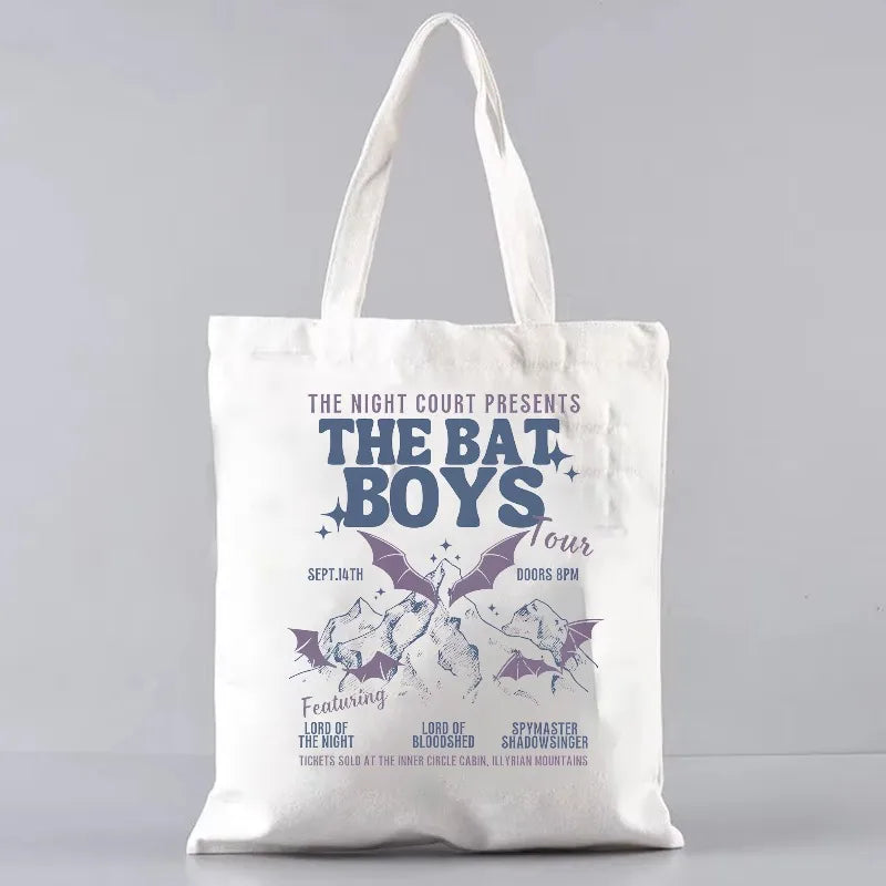 Retro ACOTAR canvas tote bag  Cassian Acotar Velaris Women's book portable tote bag Bat Boys shoulder bag Acotar Gifts SJM Merch