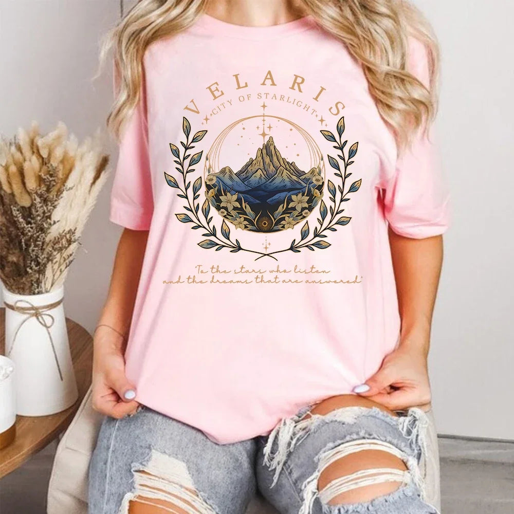 2 Side Patten Cotton Tee Velaris ACOTAR T-Shirt Velaris City Of Starlight Retro Shirt ACOTAR Velaris Fantasy Apparel Y2K Top