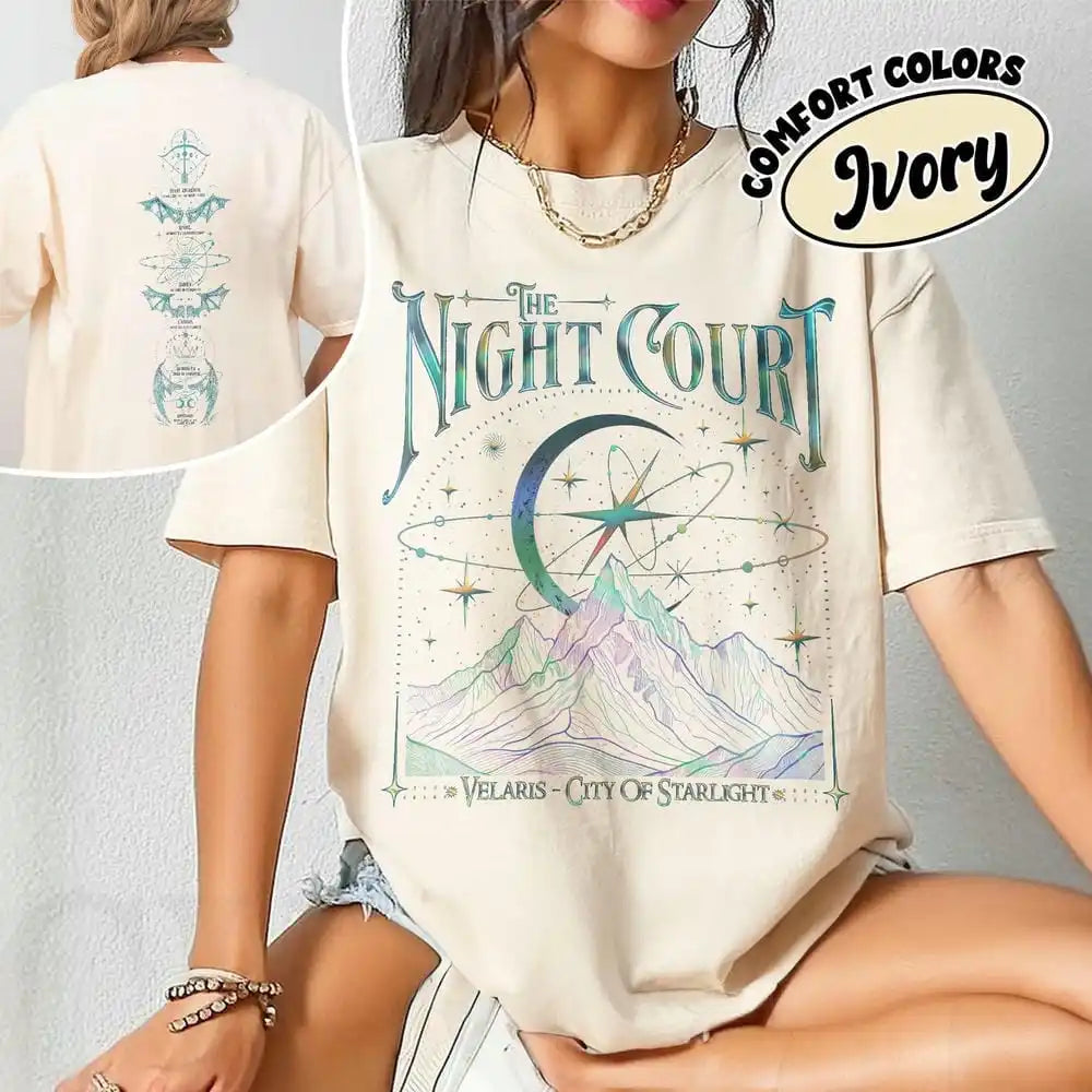 Velaris The Night Court Acotar 2 Sided Comfort T-Shirt Court Of Dreams Unisex Tee Funny Inner Circle Acotar Shirt Streetwear