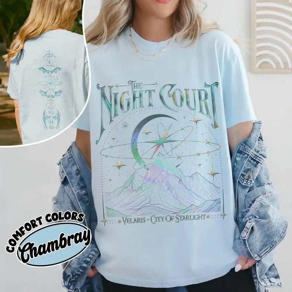 Velaris The Night Court Acotar 2 Sided Comfort T-Shirt Court Of Dreams Unisex Tee Funny Inner Circle Acotar Shirt Streetwear