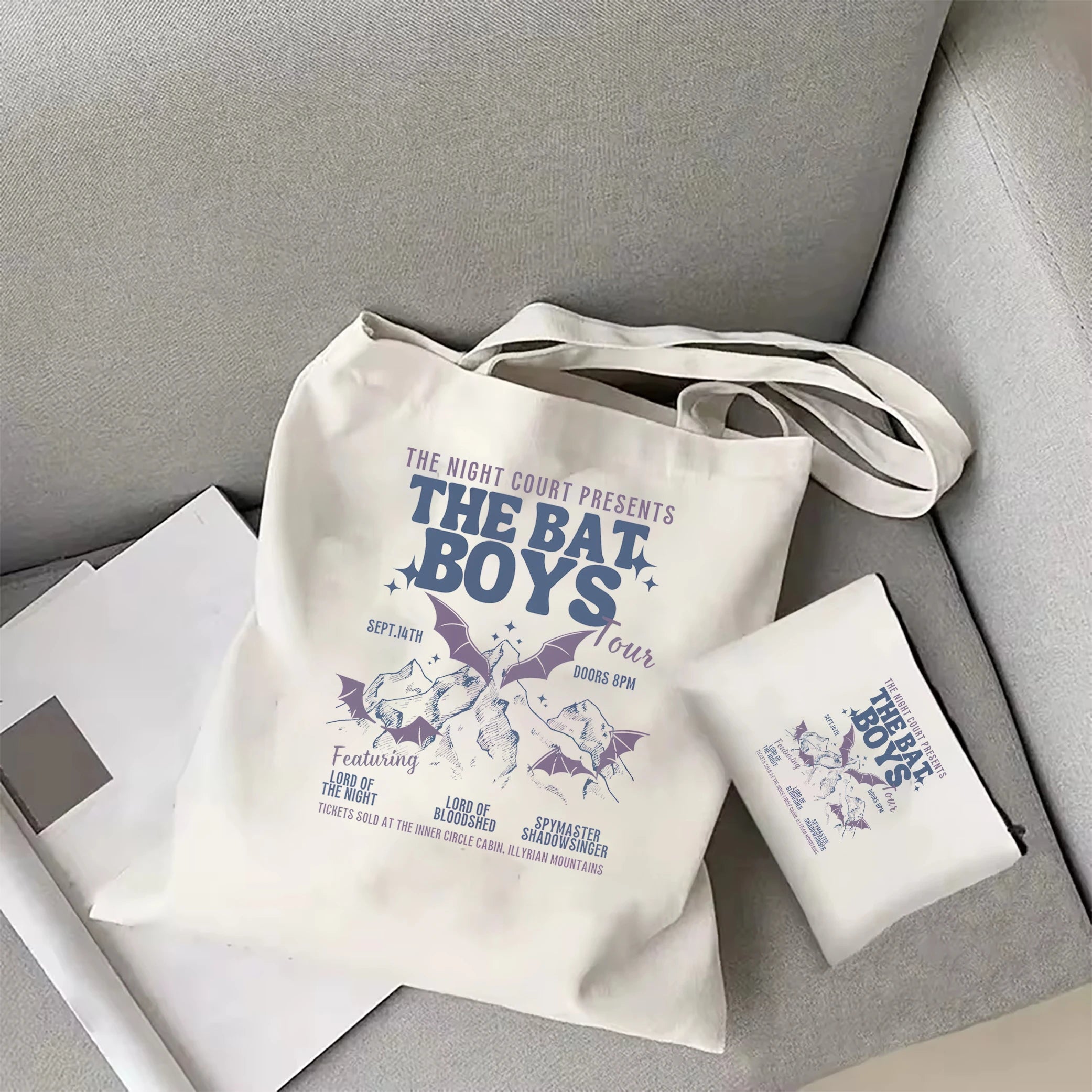 Retro ACOTAR canvas tote bag  Cassian Acotar Velaris Women's book portable tote bag Bat Boys shoulder bag Acotar Gifts SJM Merch