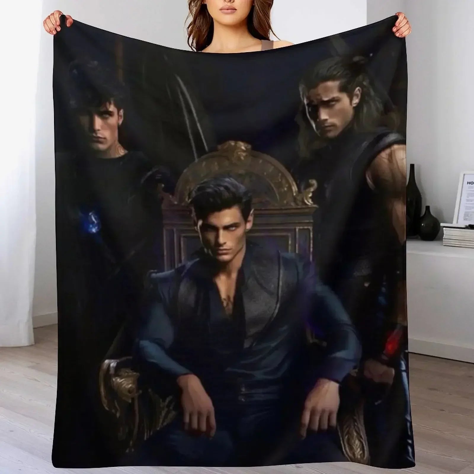 ACOTAR - Rhysand, Cassian, & Azriel Art Throw Blanket Plush Beach Soft Blankets